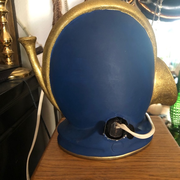 Vintage Ceramic Christmas Electric Nightlight Lamp Horn Sleigh-ride in Night Sky - Picture 3 of 5